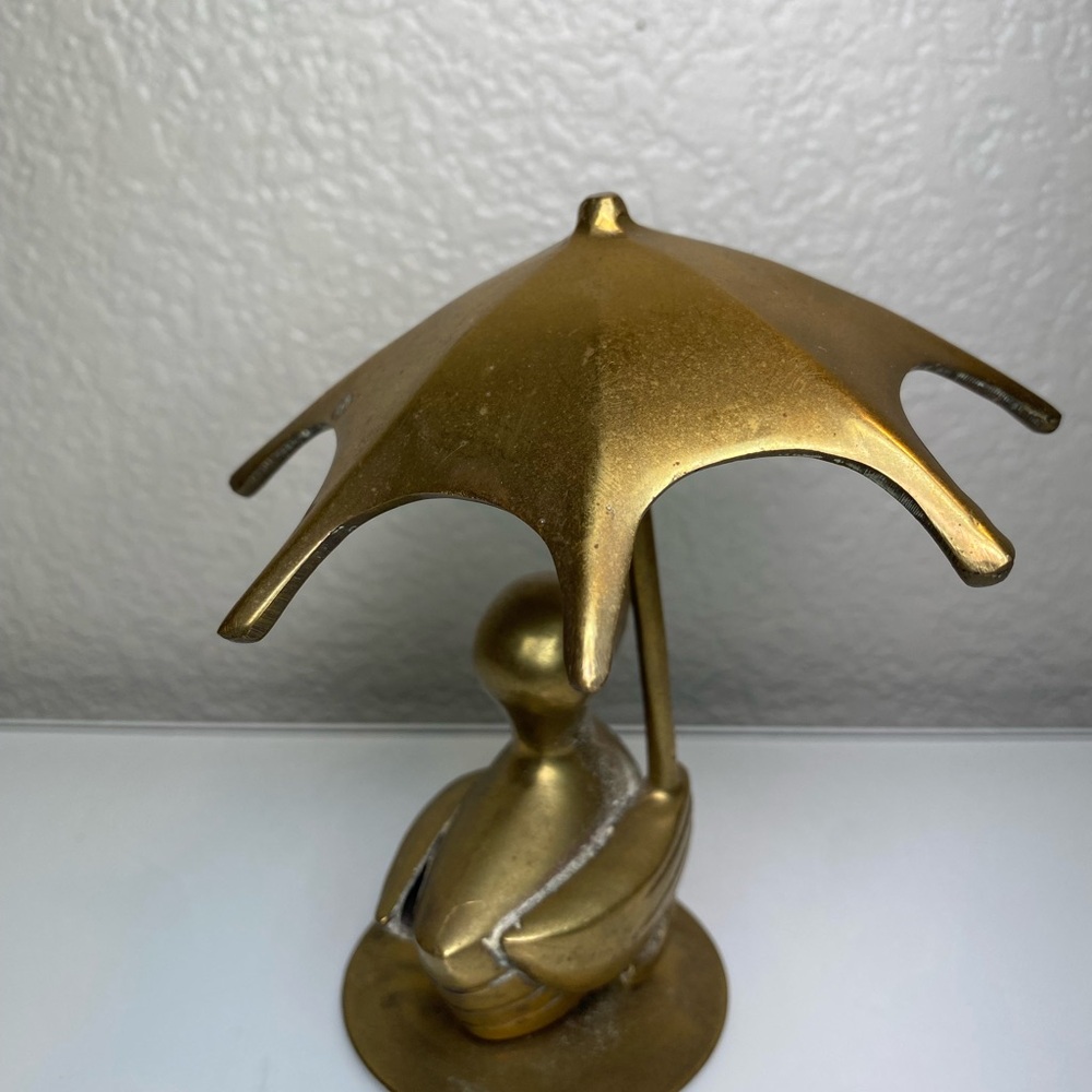 Vintage Duck with Umbrella Brass Figurine Made in India - Picture 4 of 16